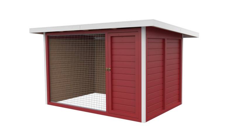Winterberg-Luxus Holzzwinger mit Pultdach 2 x 3 m | schwedenrot | Gitter 5x5 cm