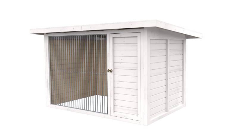 Winterberg-Luxus Holzzwinger mit Pultdach 2 x 3 m | weiß lasiert | Rohrstab Abst...