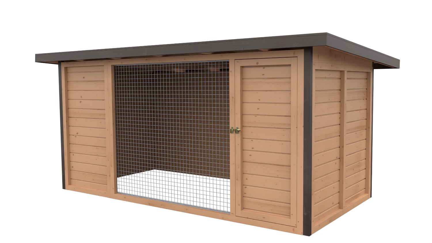 Winterberg-Luxus Holzzwinger mit Pultdach 2 x 4 m  | braun imprägniert | Gitter ...