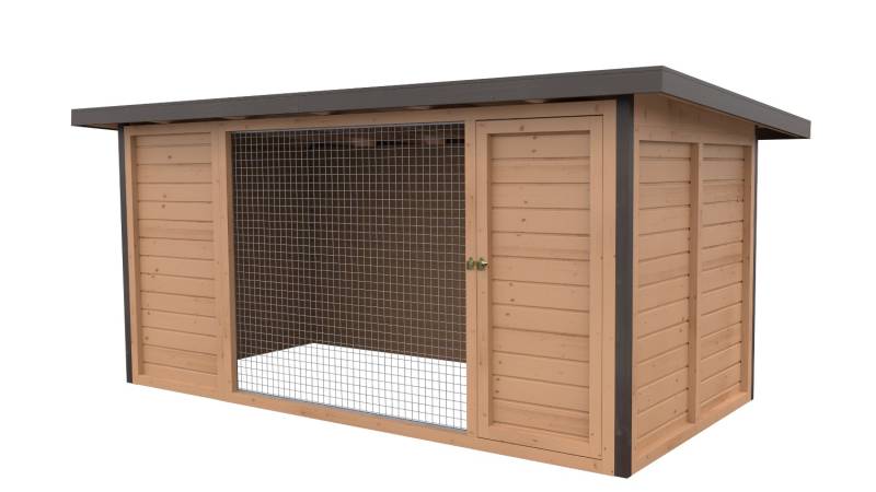 Winterberg-Luxus Holzzwinger mit Pultdach 2 x 4 m  | braun imprägniert | Gitter ...