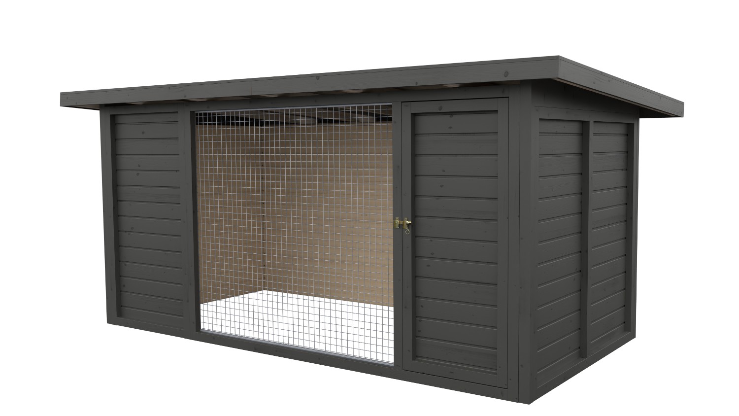 Winterberg-Luxus Holzzwinger mit Pultdach 2 x 4 m  | graphitgrau | Gitter 5x5 cm