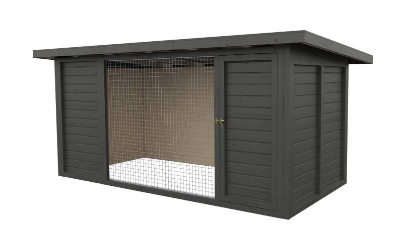 Winterberg-Luxus Holzzwinger mit Pultdach 2 x 4 m  | graphitgrau | Gitter 5x5 cm