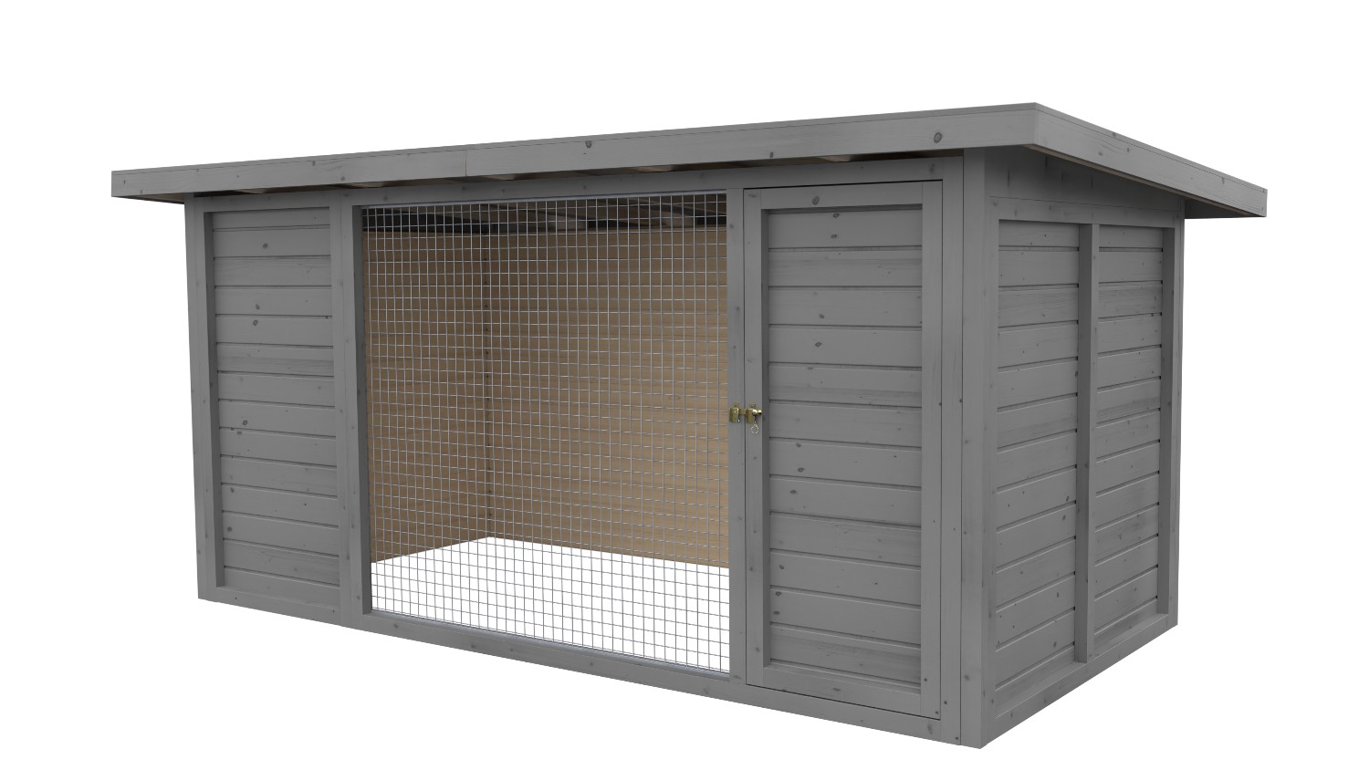 Winterberg-Luxus Holzzwinger mit Pultdach 2 x 4 m  | platingrau | Gitter 5x5 cm