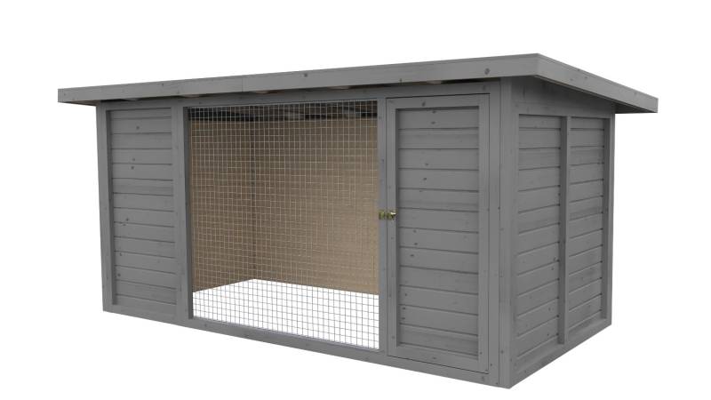 Winterberg-Luxus Holzzwinger mit Pultdach 2 x 4 m  | platingrau | Gitter 5x5 cm