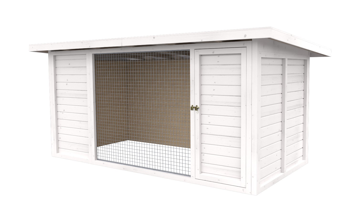 Winterberg-Luxus Holzzwinger mit Pultdach 2 x 4 m | weiß lasiert | Gitter 5x5 c... Winterberg-Luxus Holzzwinger mit Pultdach 2 x 4 m | weiß lasiert | Gitter 5x5 c...