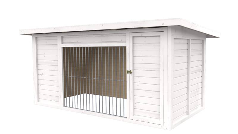 Winterberg-Luxus Holzzwinger mit Pultdach 2 x 4 m  | weiß lasiert | Rohrstab Abs...