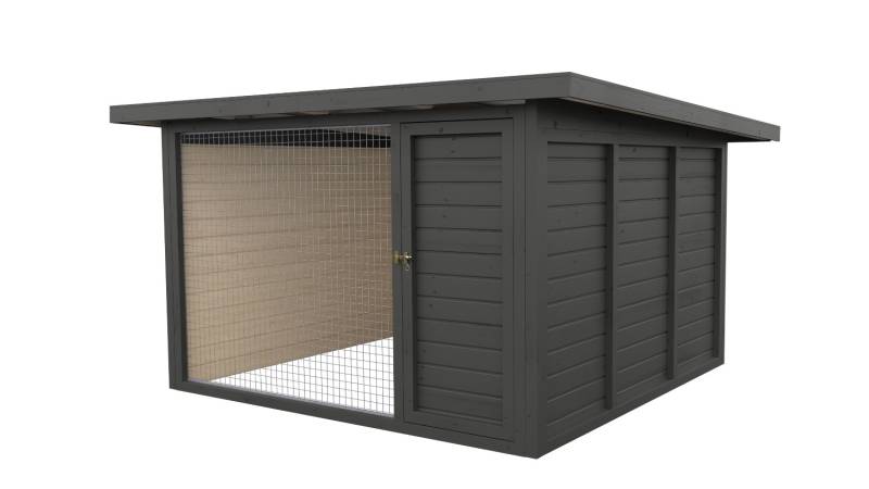 Winterberg-Luxus Holzzwinger mit Pultdach 3 x 3 m  | graphitgrau | Gitter 5x5 cm