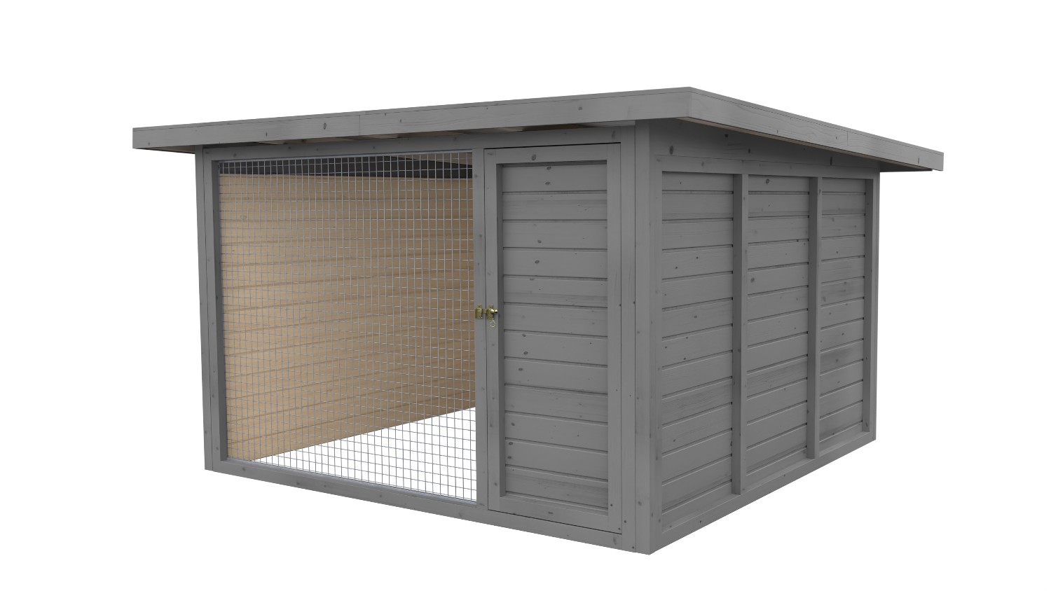 Winterberg-Luxus Holzzwinger mit Pultdach 3 x 3 m  | platingrau | Gitter 5x5 cm