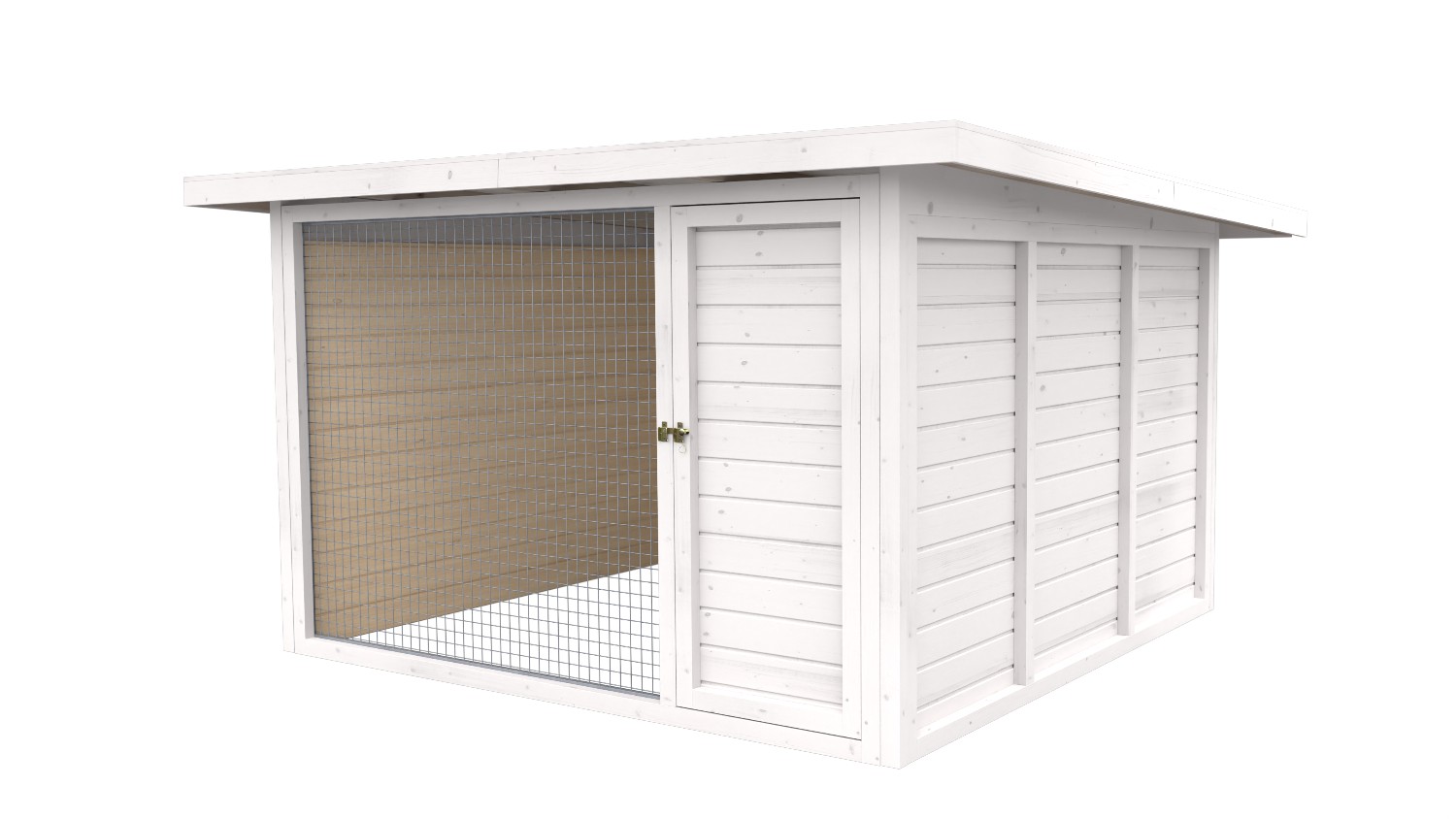 Winterberg-Luxus Holzzwinger mit Pultdach 3 x 3 m  | weiß lasiert | Gitter 5x5 c...