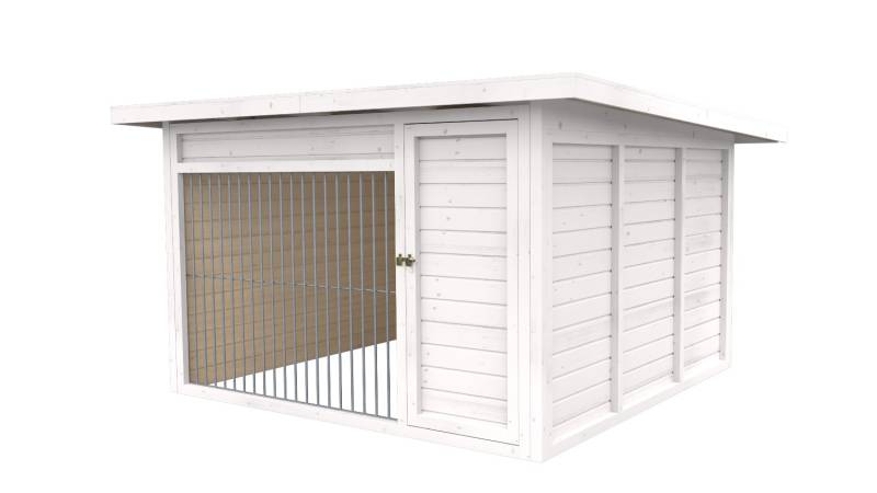 Winterberg-Luxus Holzzwinger mit Pultdach 3 x 3 m  | weiß lasiert | Rohrstab Abs...