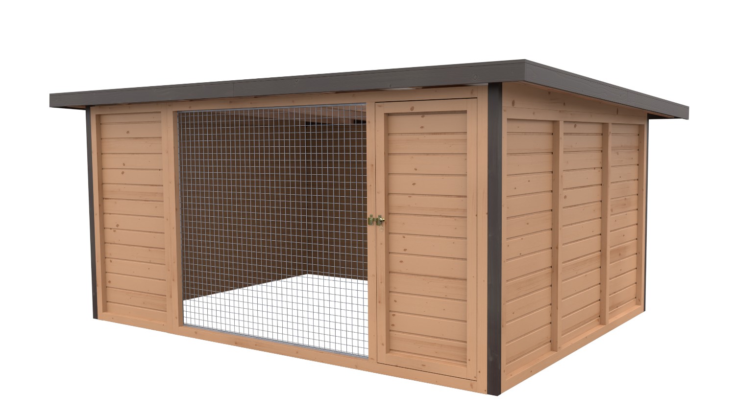 Winterberg-Luxus Holzzwinger mit Pultdach 3 x 4 m  | braun imprägniert | Gitter ...