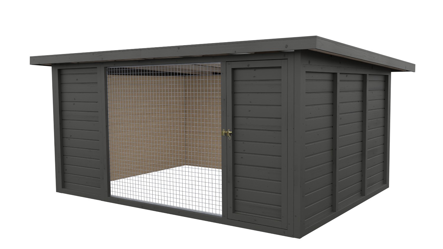 Winterberg-Luxus Holzzwinger mit Pultdach 3 x 4 m  | graphitgrau | Gitter 5x5 cm