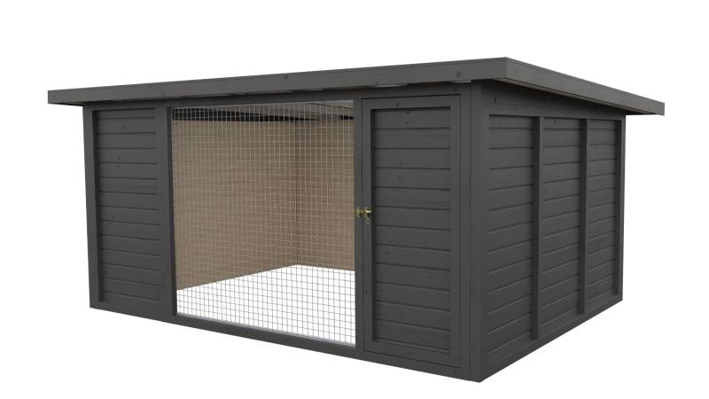 Winterberg-Luxus Holzzwinger mit Pultdach 3 x 4 m  | graphitgrau | Gitter 5x5 cm