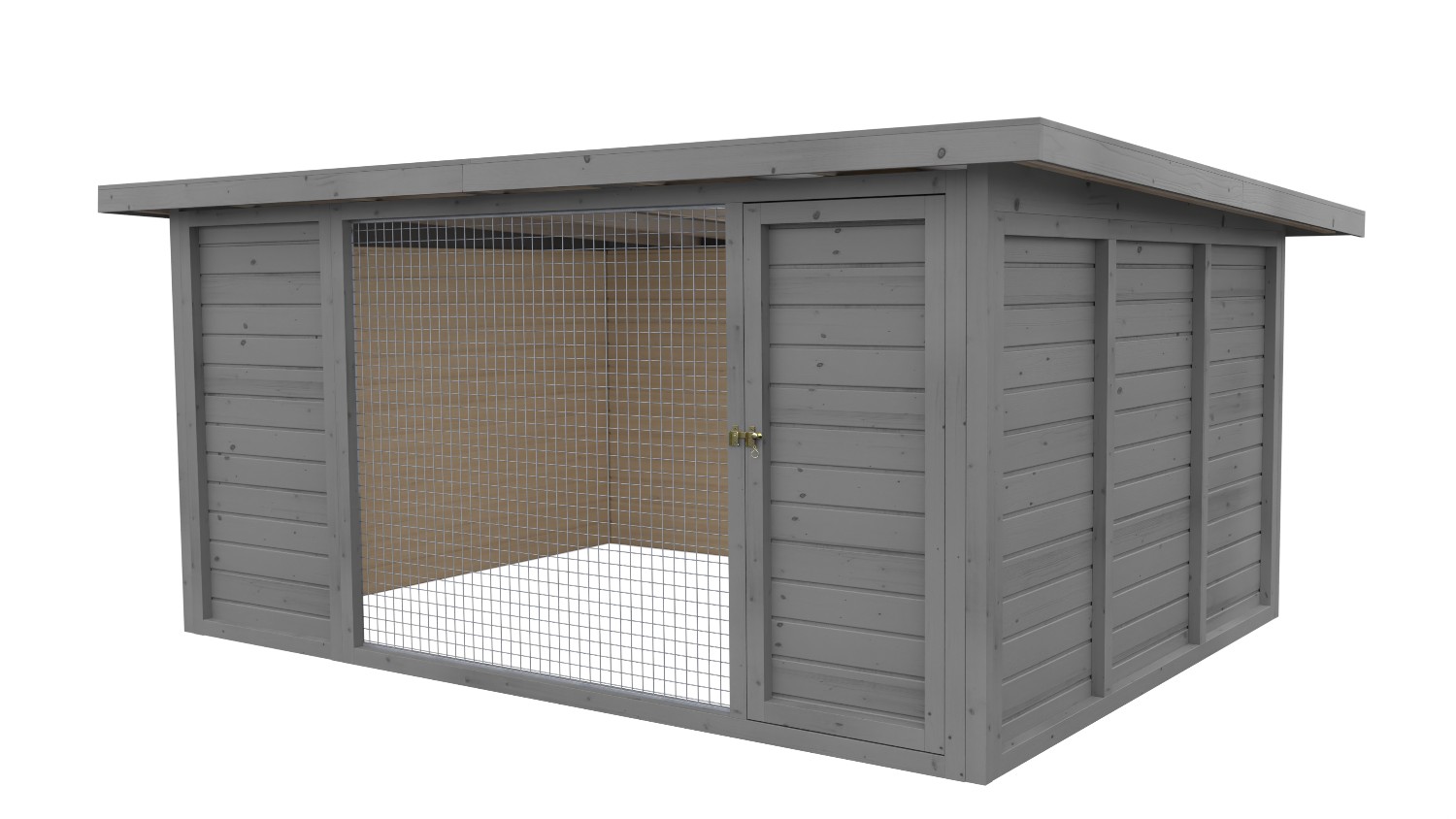 Winterberg-Luxus Holzzwinger mit Pultdach 3 x 4 m  | platingrau | Gitter 5x5 cm
