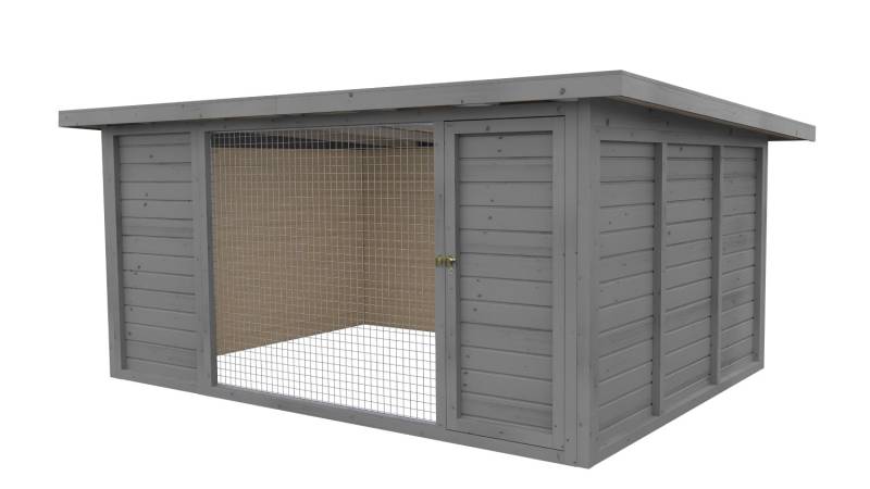 Winterberg-Luxus Holzzwinger mit Pultdach 3 x 4 m  | platingrau | Gitter 5x5 cm