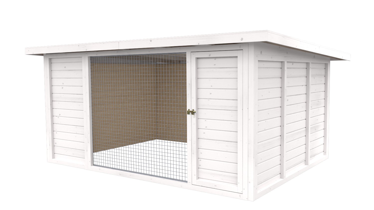Winterberg-Luxus Holzzwinger mit Pultdach 3 x 4 m  | weiß lasiert | Gitter 5x5 c...