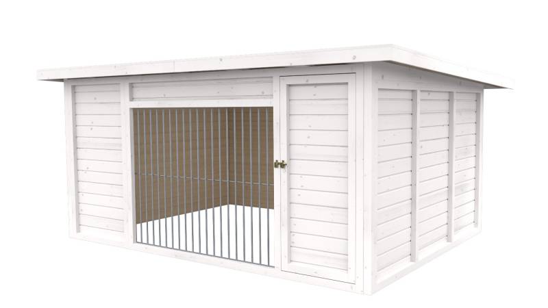 Winterberg-Luxus Holzzwinger mit Pultdach 3 x 4 m  | weiß lasiert | Rohrstab Abs...