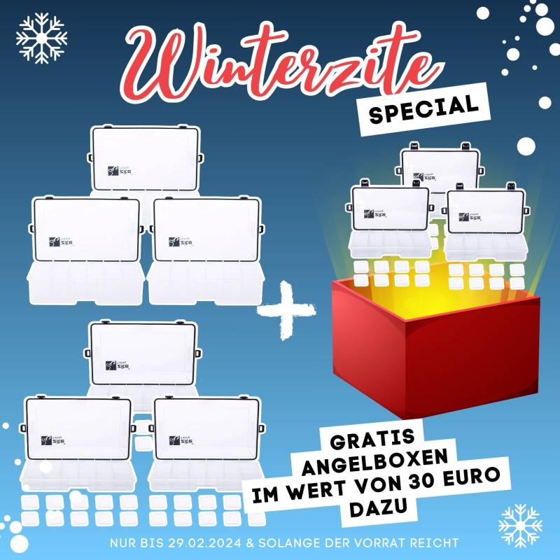 Winterzite Deal: Zite Fishing Wasserdichte Tackleboxen 3x Groß & 3x Medium + 3x Klein gratis Winterzite Deal: Zite Fishing Wasserdichte Tackleboxen 3x Groß & 3x Medium + 3x Klein gratis