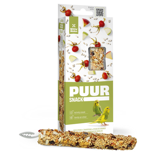 Witte Molen Puur Sticks Wellensittich Hagebutte & Apfel 60 g Witte Molen Puur Sticks Wellensittich Hagebutte & Apfel 60 g