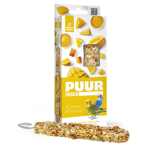 Witte Molen Puur Sticks Wellensittich orange & Mango 60 g Witte Molen Puur Sticks Wellensittich orange & Mango 60 g