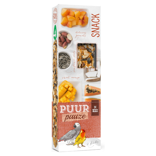 Witte Molen Puur pauze Sticks Agapornide & Papagei Papaya & Kokoss 140 g