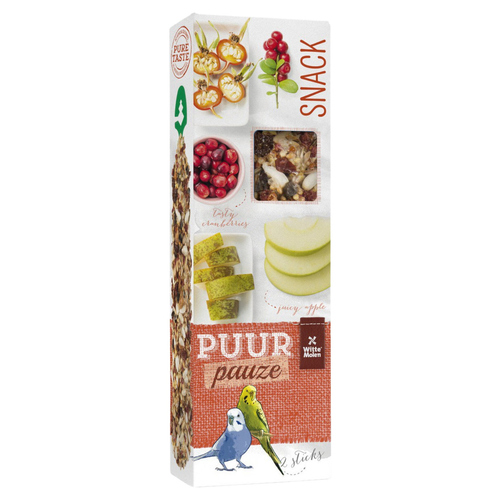 Witte Molen Puur pauze Sticks Wellensittich Apfel & Hagebutte 60 g