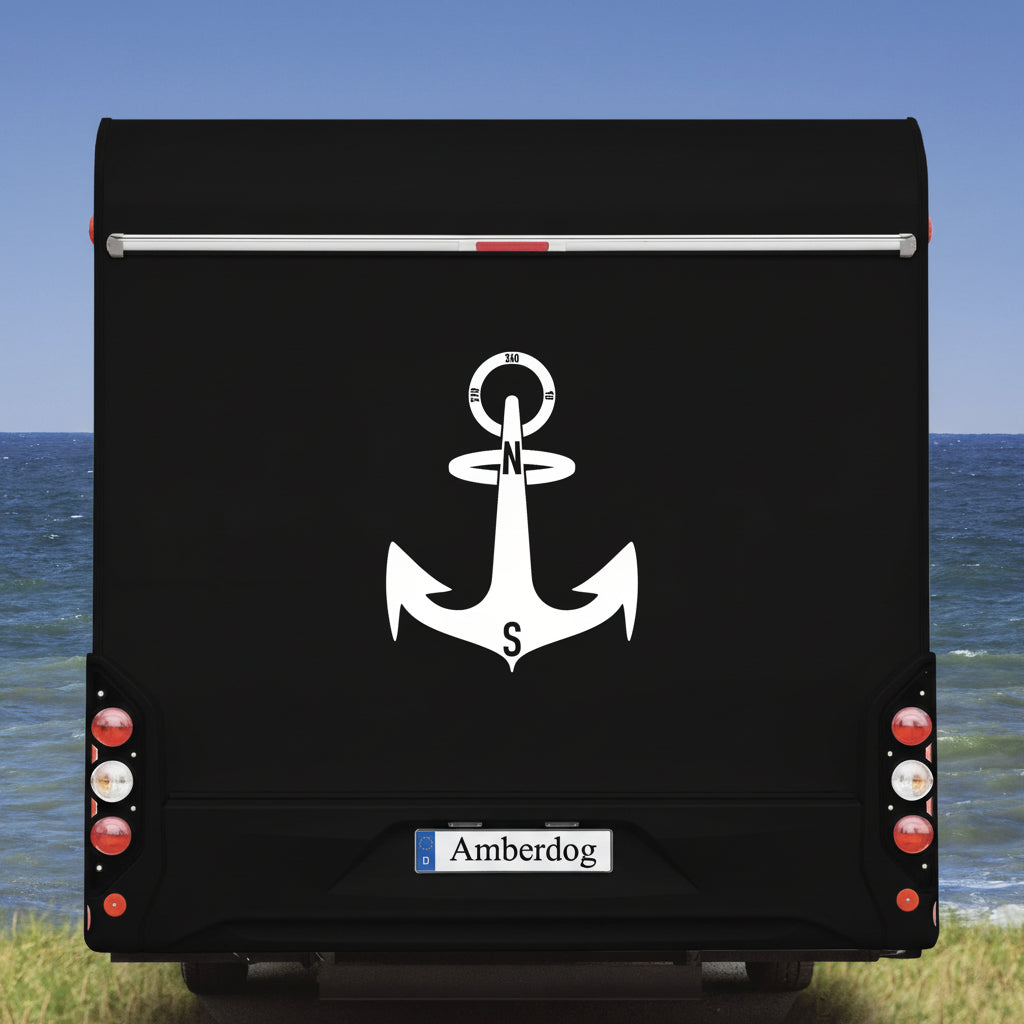 Wohnmobil Wohnwagen Aufkleber Anker - 50x30cm / Schwarz