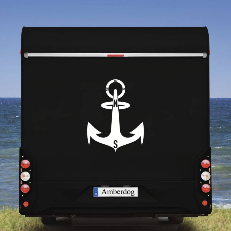 Wohnmobil Wohnwagen Aufkleber Anker - 50x30cm / Schwarz