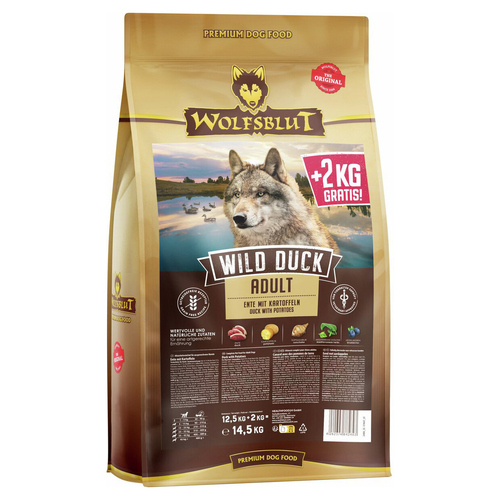 Wolfsblut Wild Duck Adult 12,5 kg + 2 kg gratis Wolfsblut Wild Duck Adult 12,5 kg + 2 kg gratis