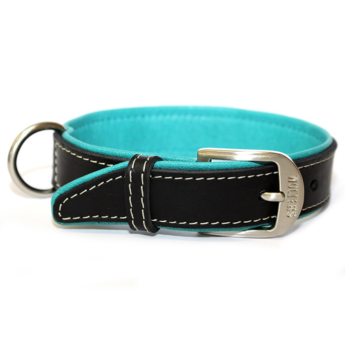 Wolters Halsband Terranova Fettleder schwarz/petrol