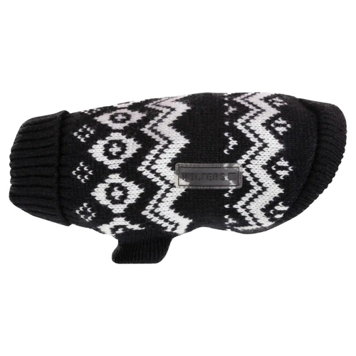 Wolters Norweger Pullover für Mops & Co. schwarz/weiß, Rückenlänge: 30 cm