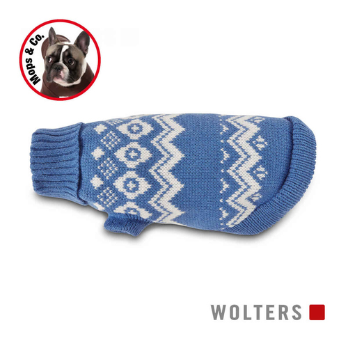 Wolters Norweger Pullover für Mops & Co. sky blue/riverside blue