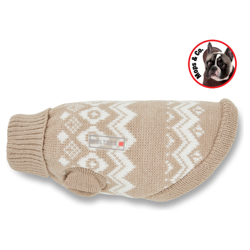 Wolters Norweger Pullover für Mops & Co. taupe/weiß, Rückenlänge: 30 cm