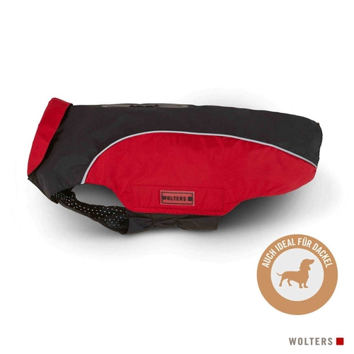 Wolters Regenjacke Easy Rain für Dackel schwarz/rot, Rückenlänge: 48 cm
