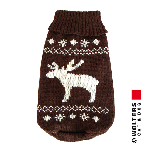 Wolters Strickpullover Elch braun/weiß