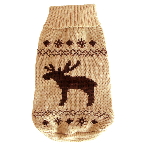 Wolters Strickpullover Elch für Mops & Co. beige/braun, Rückenlänge: 30 cm Wolters Strickpullover Elch für Mops & Co. beige/braun, Rückenlänge: 30 cm