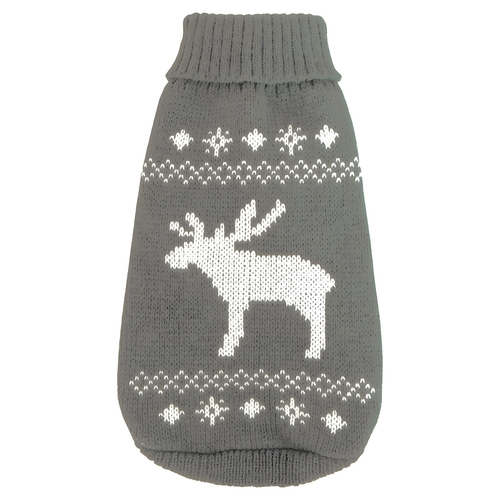 Wolters Strickpullover Elch für Mops & Co. grau/weiß, Rückenlänge: 30 cm