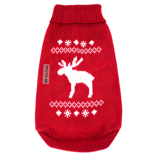 Wolters Strickpullover Elch für Mops & Co. rot/weiß, Rückenlänge: 30 cm