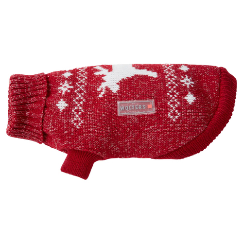 Wolters Strickpullover Elch mit Glitzer rot/silber, Rückenlänge: 25 cm