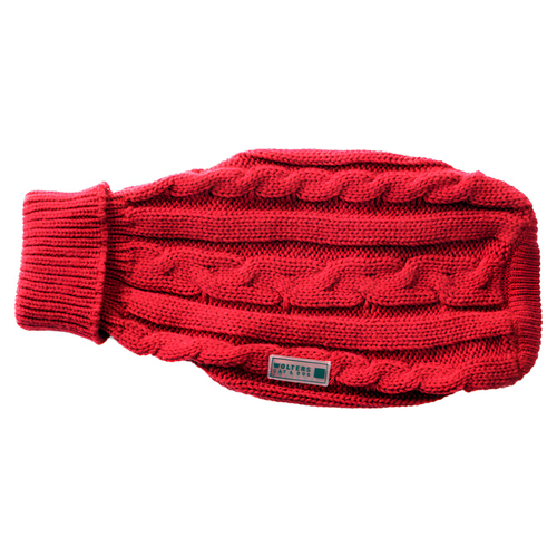 Wolters Zopf-Strickpullover für Mops & Co. rot, Rückenlänge: 30 cm