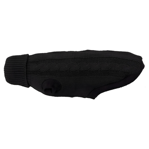 Wolters Zopf-Strickpullover für Mops & Co. schwarz, Rückenlänge: 30 cm