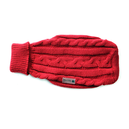 Wolters Zopf-Strickpullover rot, Rückenlänge: 20 cm