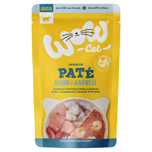 Wow Cat Adult Paté Huhn & Garnelen 125 g - 12 Stück