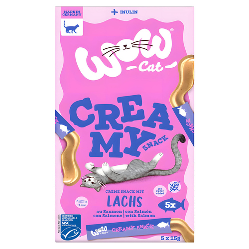 Wow Cat Creamy Snack mit Lachs 5 x 15 g