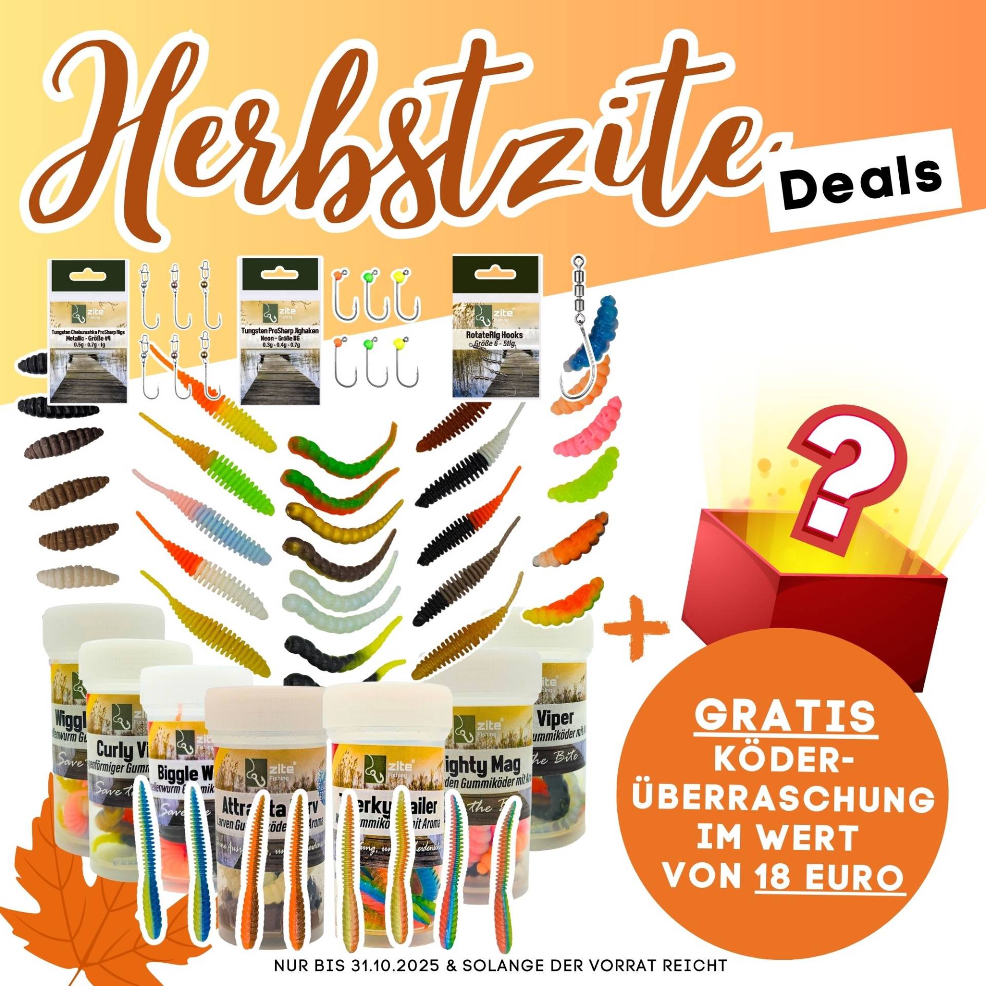 XXL Forellen Gummiköder Set - UL-Köder Bundle mit Mighty Mag, Curly Viper, Wiggle Worm & Haken + GRATIS ÜBERRASCHUNG