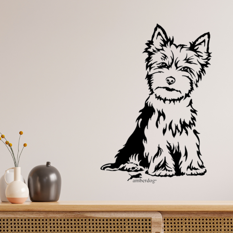 Yorkshire Terrier Auto Wohnmobil Aufkleber  I Wandtattoo - H20cm / Schwarz