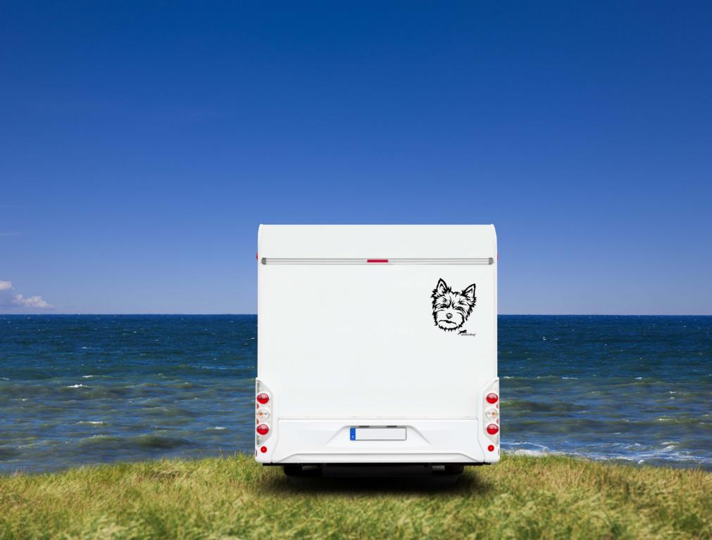 Yorkshire Terrier Kopf Auto Wohnmobil Aufkleber I Wandtattoo - H50cm / Schwarz