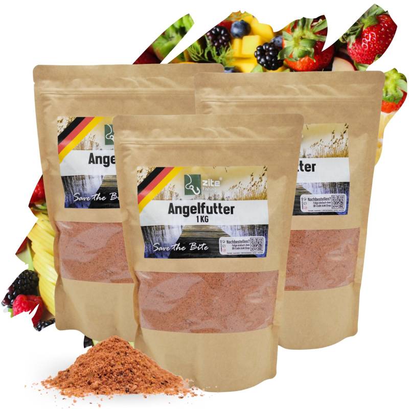 Zite Fishing 3x1kg Beutel Grundfutter Tutti Frutti - Ideal auch für Brassen, Rotaugen & mehr