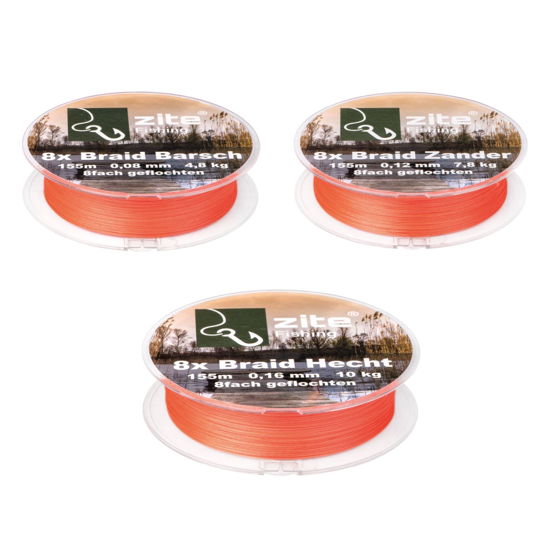 Zite Fishing 8x geflochtene Schnur Barsch Hecht Zander 155 m