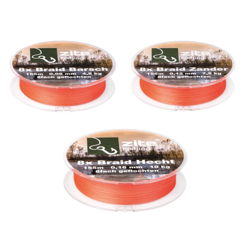 Zite Fishing 8x geflochtene Schnur Barsch Hecht Zander 155 m